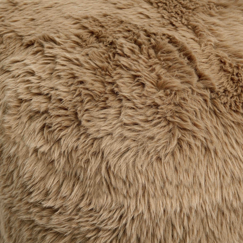 Amrita Vegan Shearling Ottoman, Dark Taupe