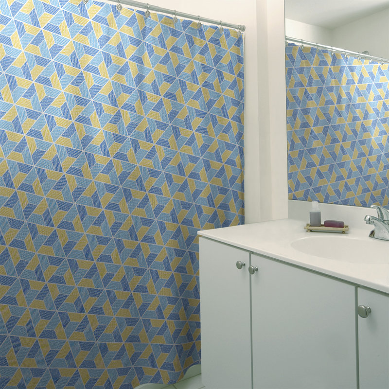 Rideau simple à deux trapézoïdes, Bleu / Jaune