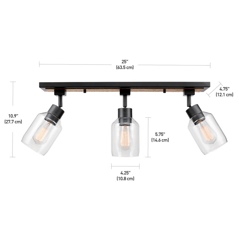 Griffith 25'' 3 -Light Fixed Track Track Kit with Dimmable and Adjustable Head