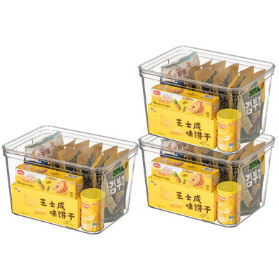  Set Of 3 Large Clear Storage Containers With Lid For Kitchen Pantry Cabinet & Fridge Storage For Organizing Snack Produce Supplies Or Essentials Durable Bin For Home Apartment Or Office Use