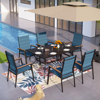Jackie 6 - Person Patio Dining Set with Rectangular Table