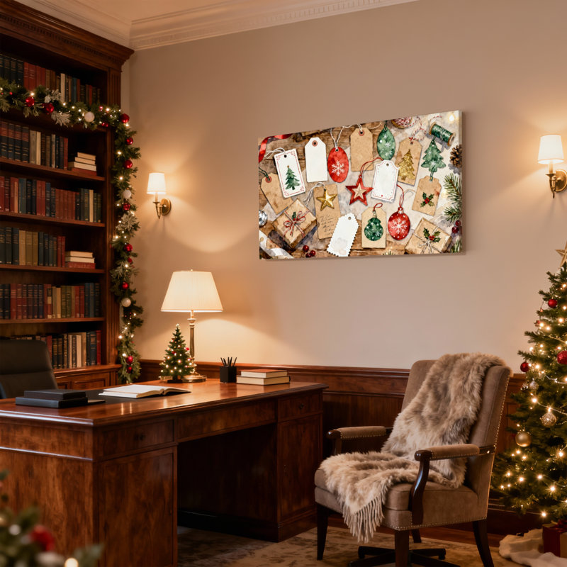 Étiquettes de Noël, ensemble de 3 impressions sur toile, H 12 po x l 18 po