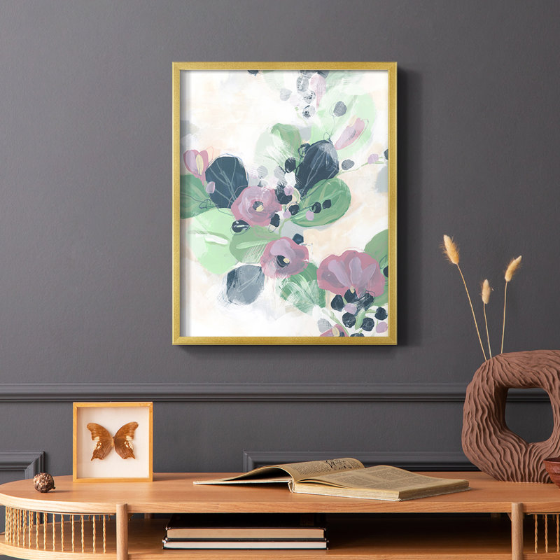 «Tropical Branch Fresco I», reproduction encadrée - bois massif, H 14 po x l 11 po