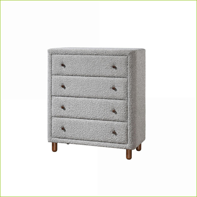 Commodes et amp; Commode de rangement contemporaine à 4 tiroirs Cleo | Gris | Boucle