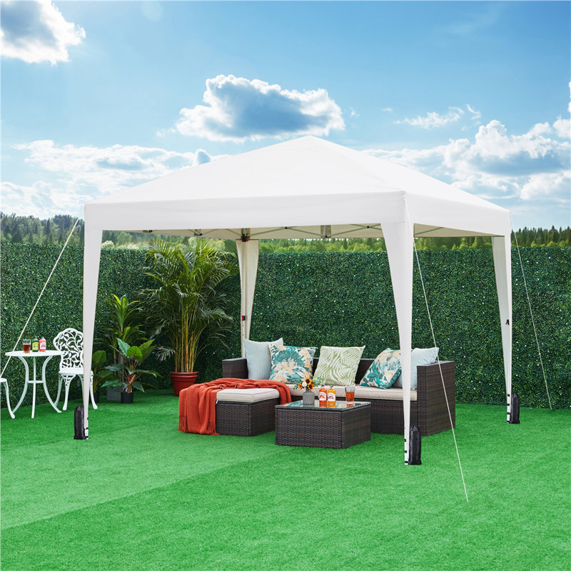 10 Ft. W x 10 Ft. D Iron Pop-Up Canopy, White