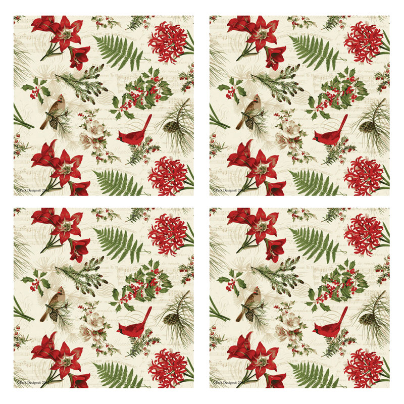  Ensemble de 4 serviettes de table Nature Sings
