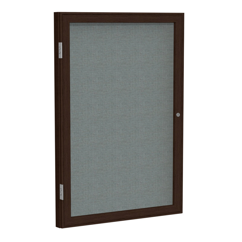 Tableau d'affichage fermé, Noyer, H 3 pi x l 2 pi 6 po, Gris