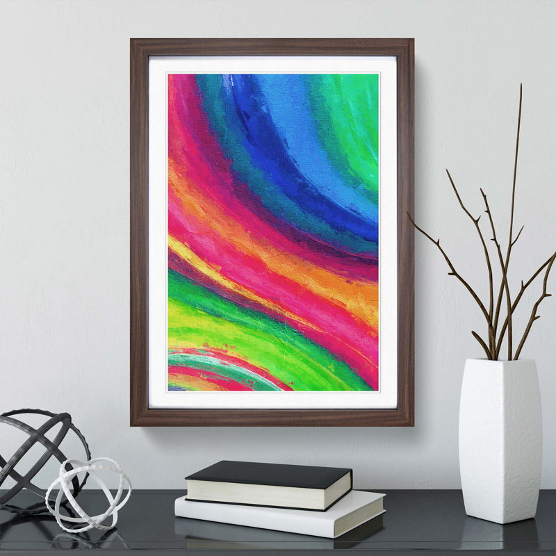 Rainbow Motion in Abstract - Picture Frame Graphic Art Print, Walnut, 76cm H x 50cm W x 2cm D