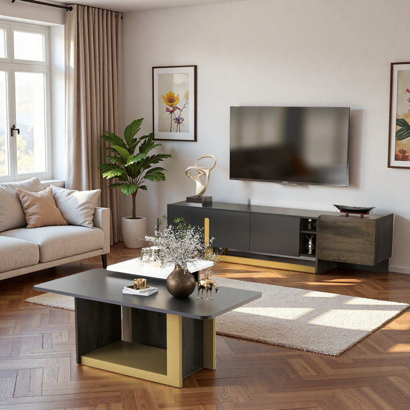 TV Stand and Coffee Table, Black