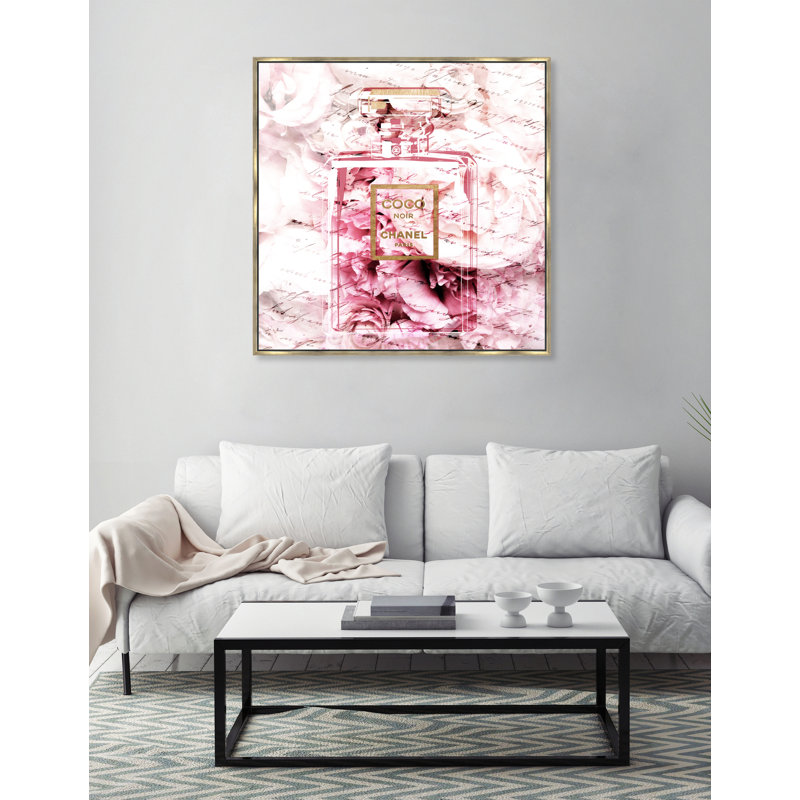 Parfum romantique français - Impression sur toile, 30" H x 30" W, Toile avec cadre doré