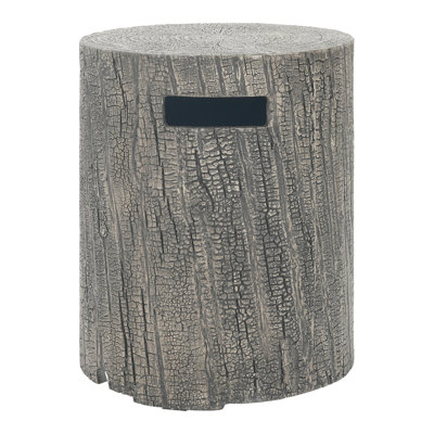 Grey 16X20 Inch Magnesium Oxide Side Table Acting As A Tank Holder, Round And Intriguing, Lightweight Ready To Arrange Captivating, Display