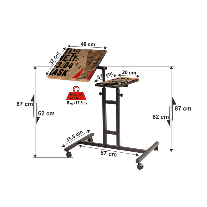 Eutropios Adjustable Metal Base Standing Desk, Atlantic Pine, Black