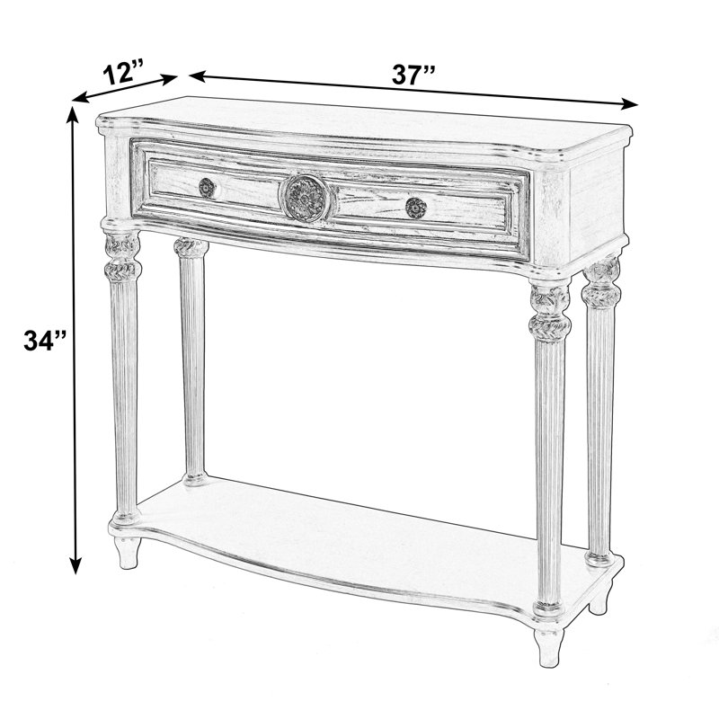 37" Serpentine-Shaped Console Table, Cherry
