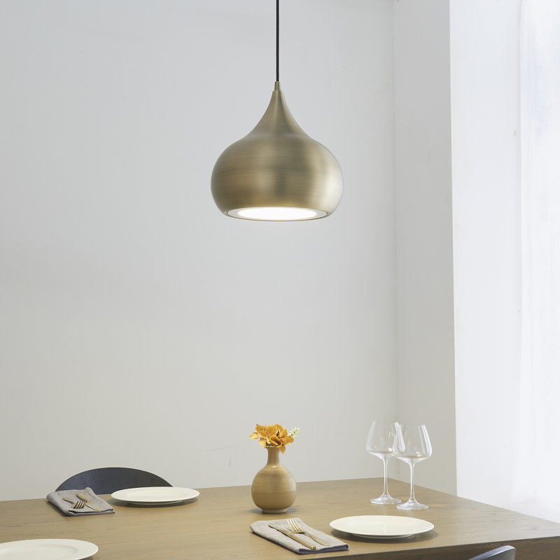 Tessier 1 - Light LED Teardrop Pendant, Matt Antique Brass Effect Plated