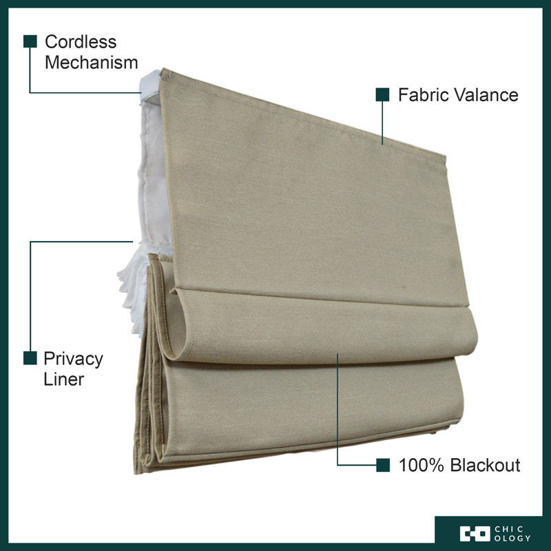 Blackout Roman Shade, Dark Cream, 36"W X 64"L