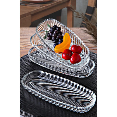 Elegant 4-Piece Glass Platter Set, 7.5 x 3.1 x 1.0 Inches | 100% Dishwasher Safe, Transparent Design | Perfect for Serving Appetizers, Desserts & More | Stylish Addition to Your Dining Table