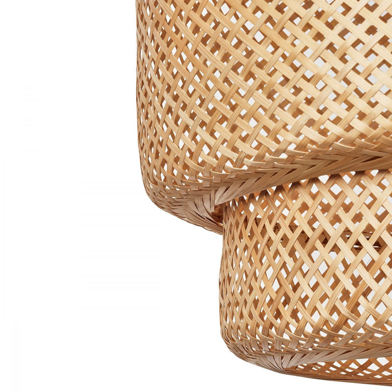 Lustre en bambou élégant, 11,8 po de diamètre x 13,8 po de hauteur | 100% bambou naturel, finition beige et noire | Douille E27, 40 W maximum | Parfait pour le salon, la salle à manger et la décoration contemporaine | Solution d'éclairage écologique
