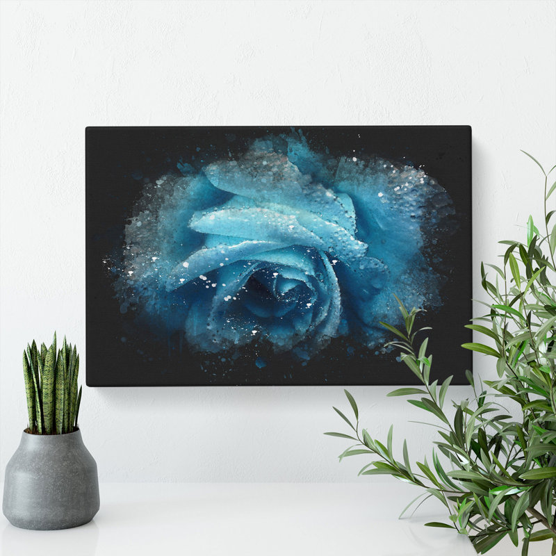 Blue Rose Flower Vol.1 - Wrapped Canvas Painting, 35cm H x 50cm W x 3cm D