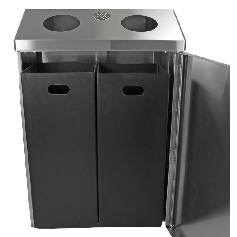 2 bacs de recyclage multi-compartiments 36 gallons, Acier inoxydable