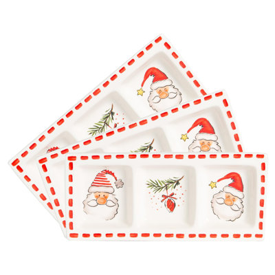 Nicola Spring - Father Christmas Snack Plates - 32 x 13.5cm - White