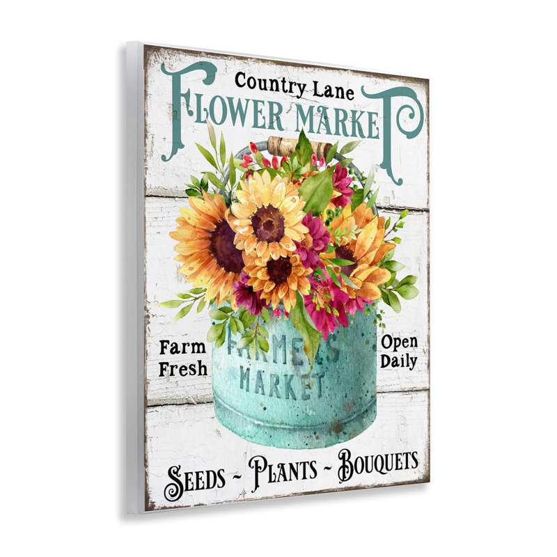 Country Lane Flower Market Wall Plaque Art by Creatif Belle