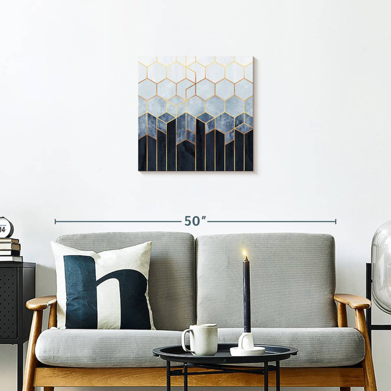 Soft Blue Hexagons, 20" H x 20" W
