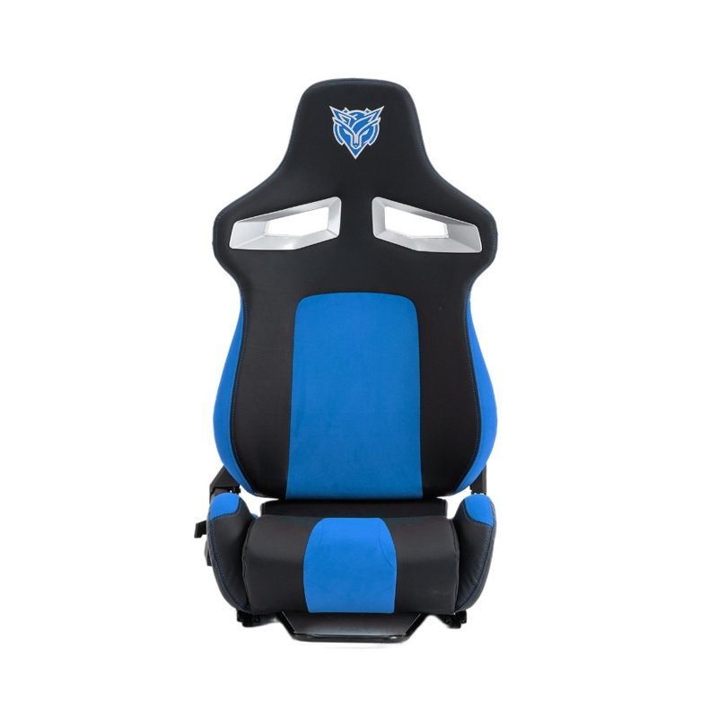 Siège de simulateur Universal Racing - style baquet inclinable avec glissière à verrou réglable, Noir / Bleu