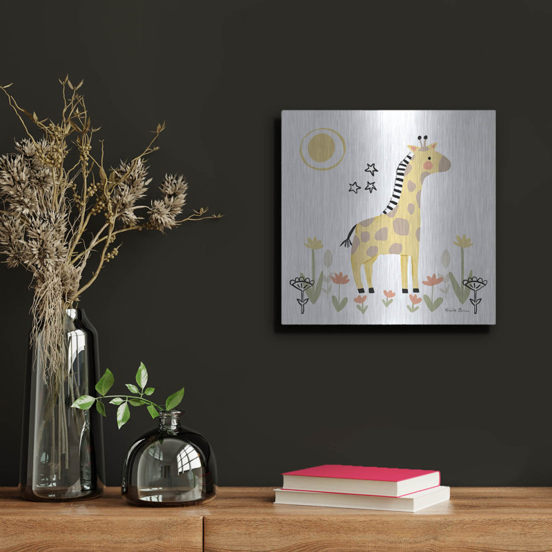  «Baby Giraffe» par Farida Zaman, art mural en métal, H 12 po x l 12 po