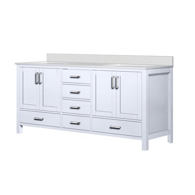 Meuble-lavabo double avec comptoir en quartz