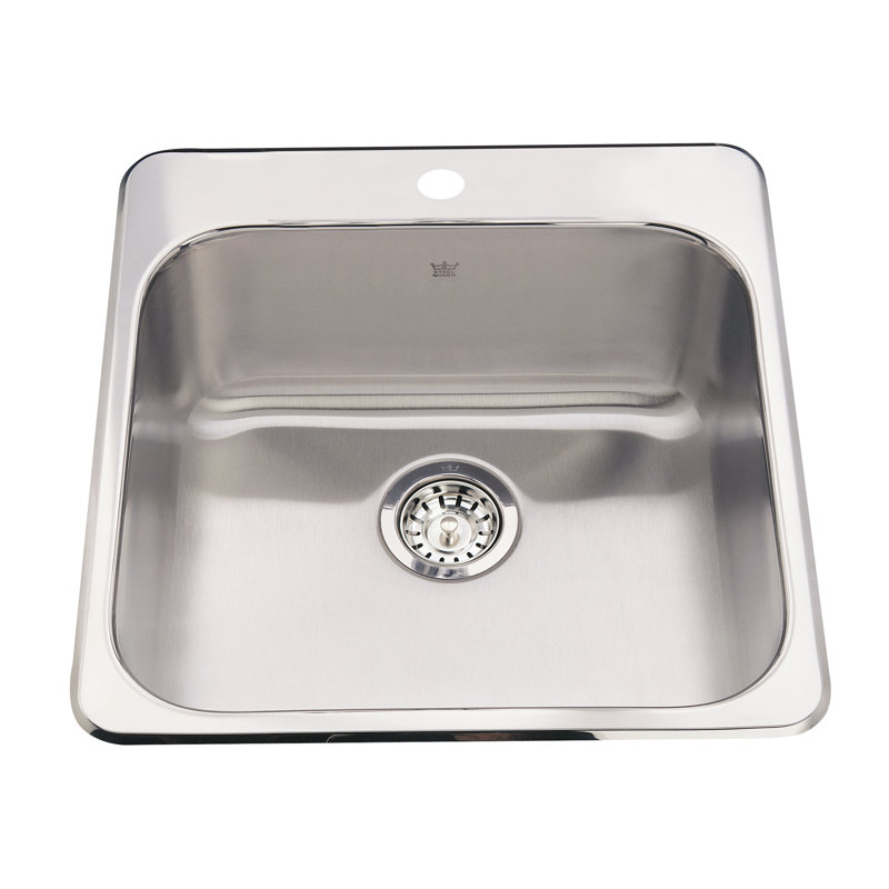 Évier de cuisine à chute l 21 po x l 20 po Steel Queen, 1 trou