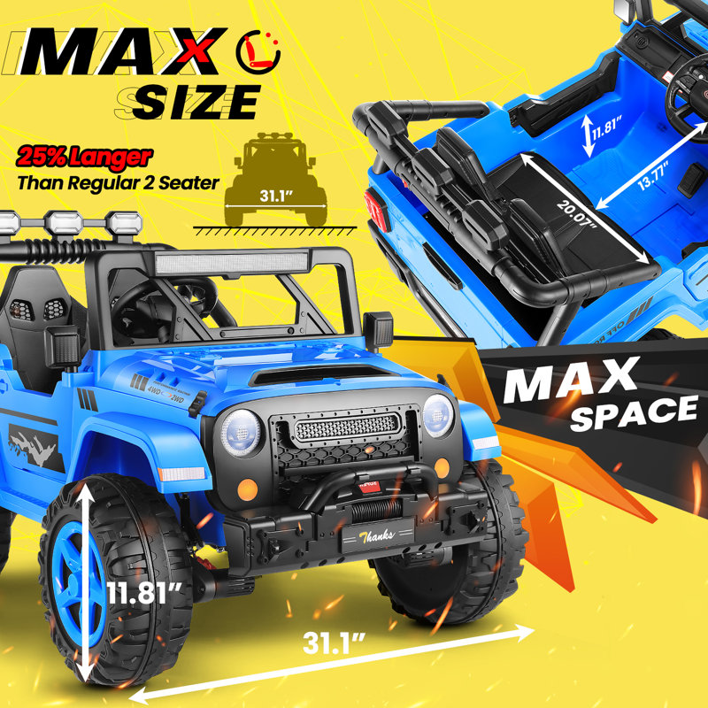 Blue 24V 4WD Kids SUV with Remote Control and Bluetooth