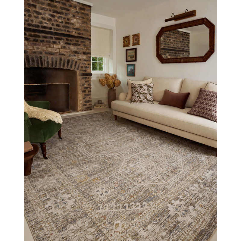 Tapis taupe / multicolore Chris Loves Julia x Loloi Ida, Rectangle 3 pi 6 po x 5 pi 6 po