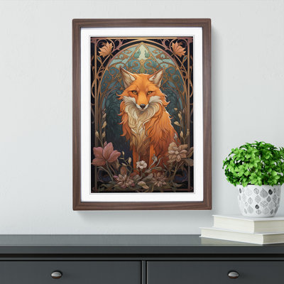Fox Art Nouveau Art - Framed Print