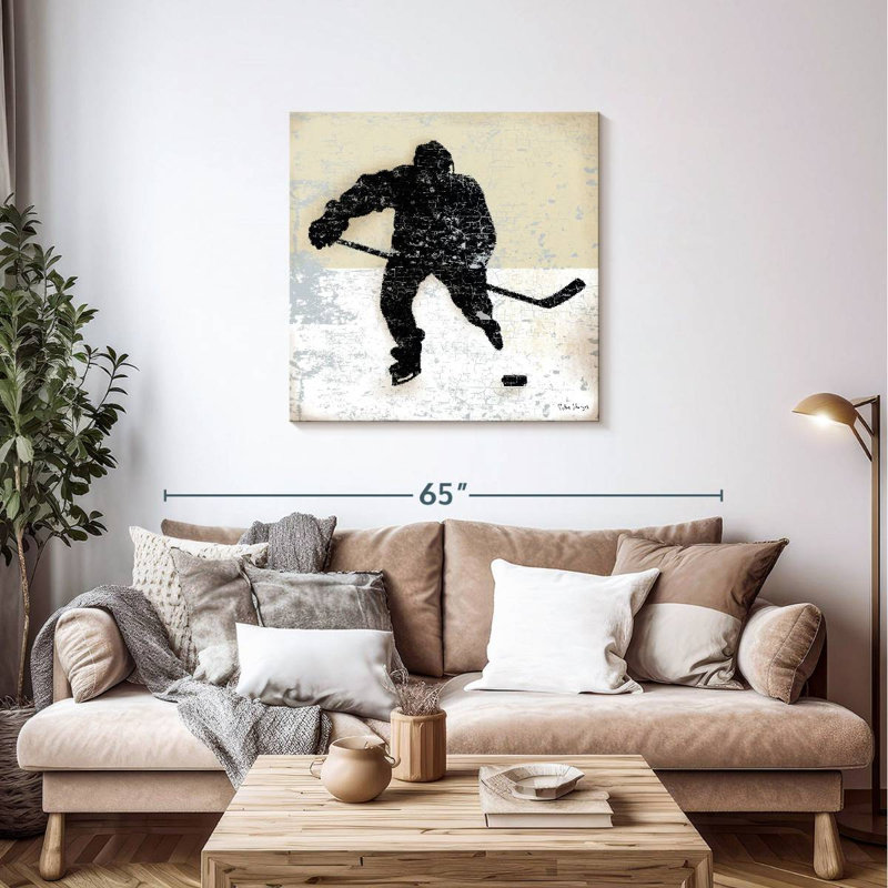 Joueur de hockey rétro, H 36 po x l 36 po