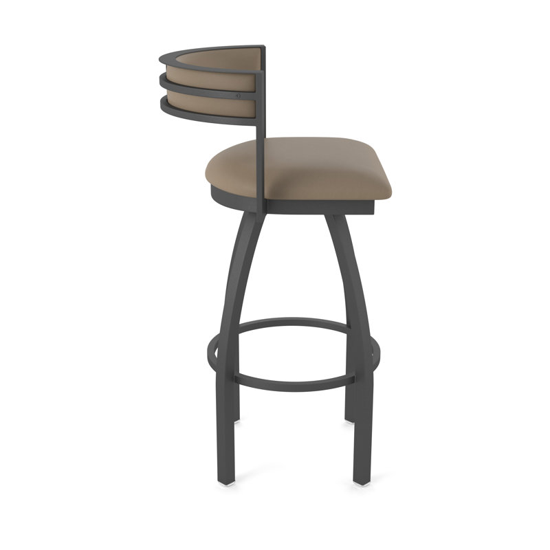 Artemis Swivel Stool, Pewter, Vinyl-Canter Earth, Bar Stool (36" Seat Height)