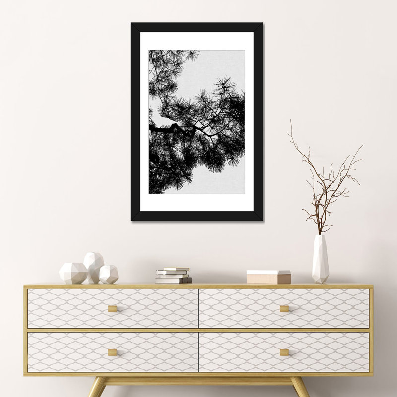 « pin tree », impression sur toile, Papier d'art encadré noir, Blanc, H 24 po x l 16 po x P 1 po