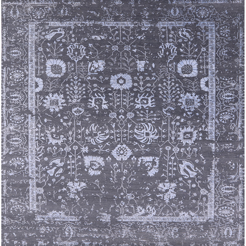 Tapis oriental gris Aramakt, Carré 8 pi