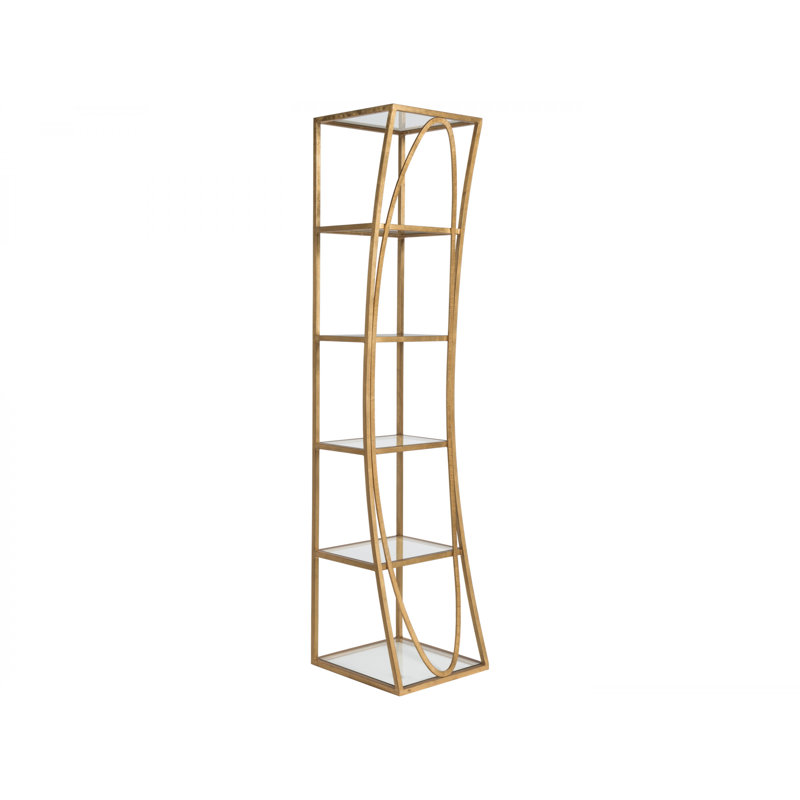 Metal Designs Ellipse Etagere, (5 Shelves) 80" H x 18" W x 19" D, Gold Leaf
