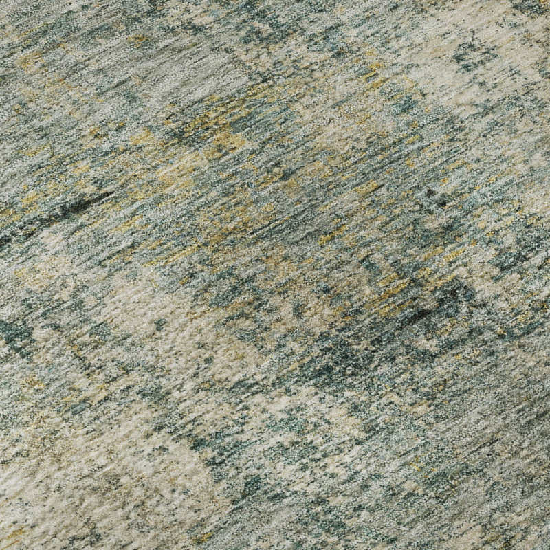 Premium Machine Washable Mayfield AMF2061 Abstract Rug, Aloe, 5' x 7'6"