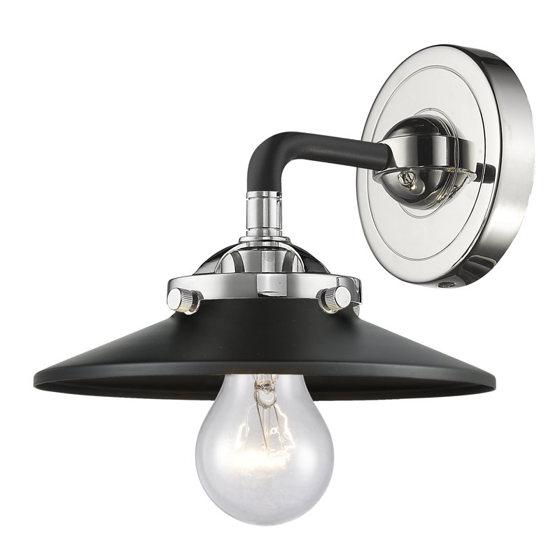 Clintonpark Armed Sconce, 6 Watt Vinage LED Bulb, Black/Polished Nickel, Polished Nickel