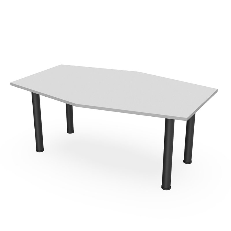 Table hexagonale avec pieds Nyemia, Brouillard gris, Noir mat, L 72 po x l 48 po