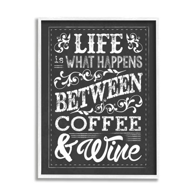 " Life is What Happens Between Coffee & Wine " Textual Art Print