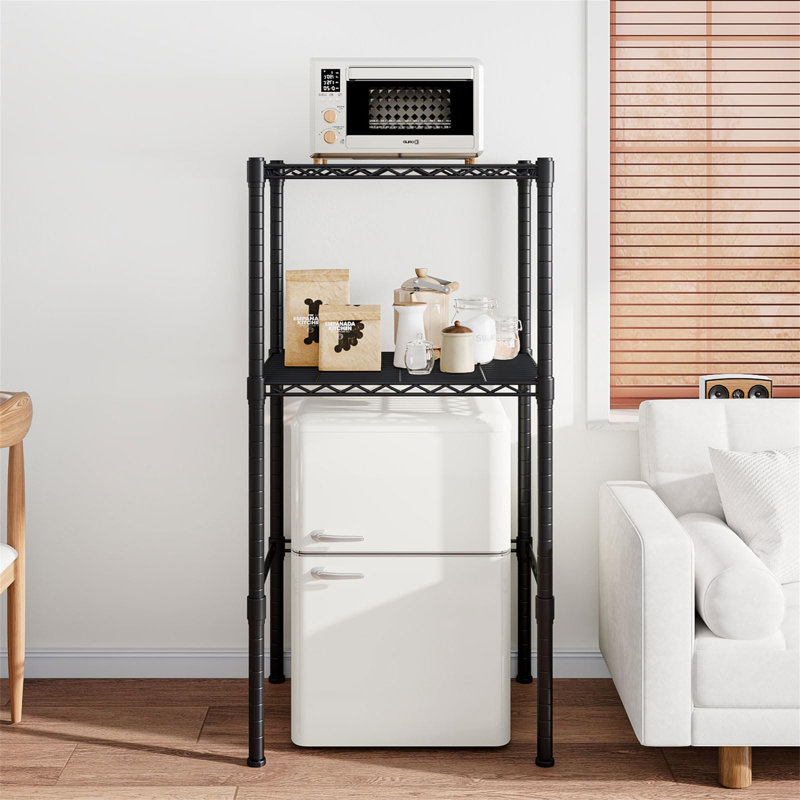 Mini Fridge Shelf Height Adjustable Storage Rack,Metal Storage Shelf Over The Fridge Shelf And Microwave Stand For Dorm, Kitchen