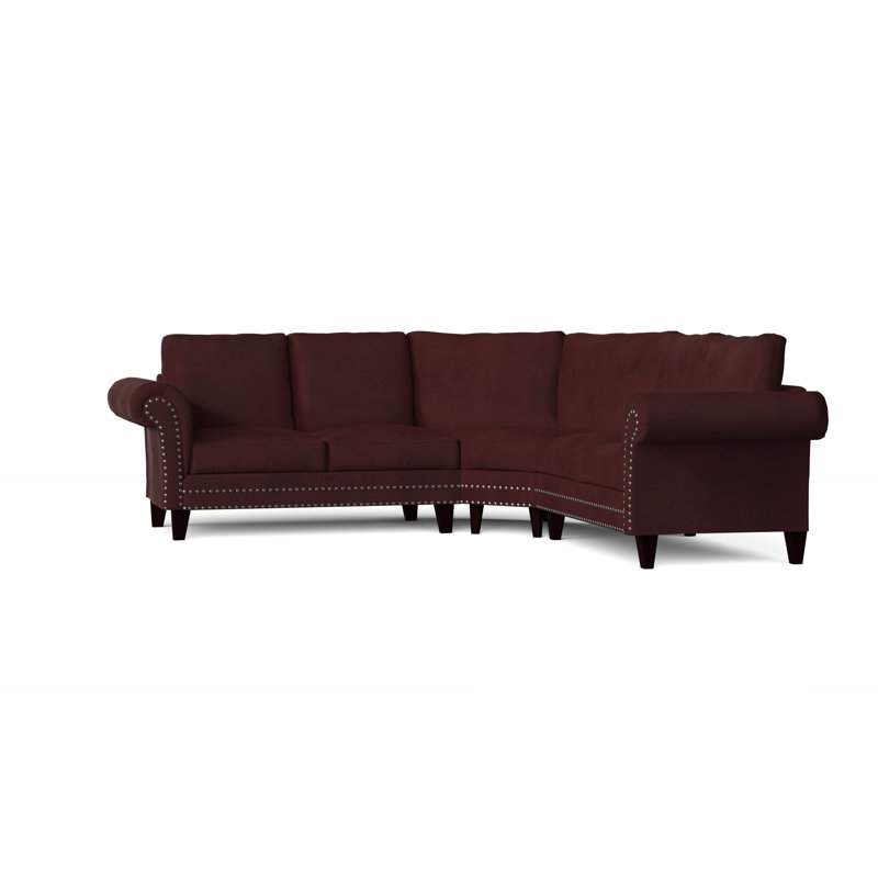 Jenny Upholstered L-Shaped Sectional Symmetrical, Lena Latte, Walnut, Silver