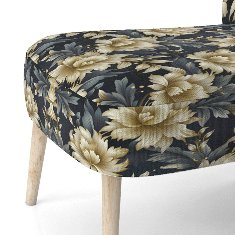Chaise d'appoint rembourrée bohémienne et éclectique noire et beige