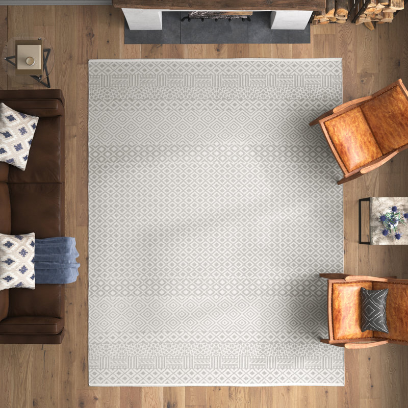 Tapis gris / ivoire Swampscott, Rectangle 6 pi 7 po x 9 pi