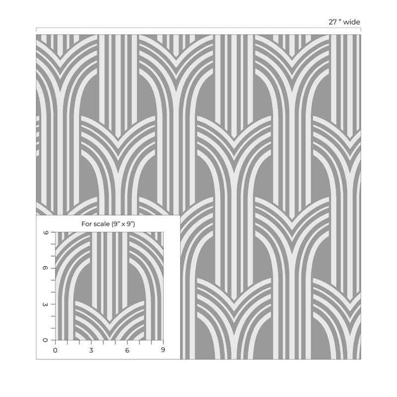Papier peint L 27 pi x l 27 po Asja, Argent métallique