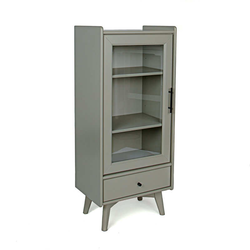 Armoire de salle à manger moderne avec porte en verre Jamaka, gris