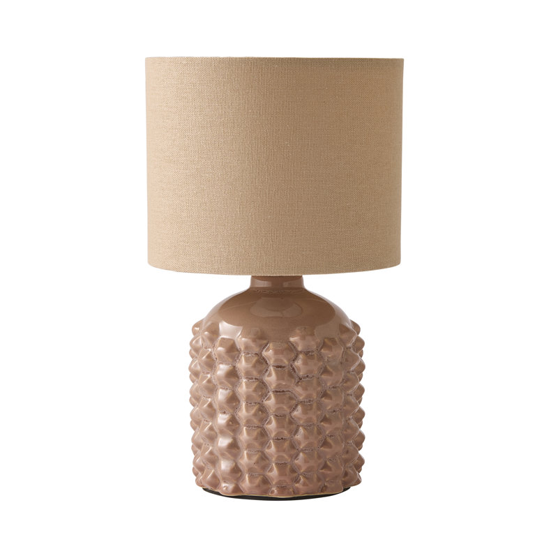 Demariyah Ceramic Pink Geometric Table Lamp with Drum Lamp Shade, Yes