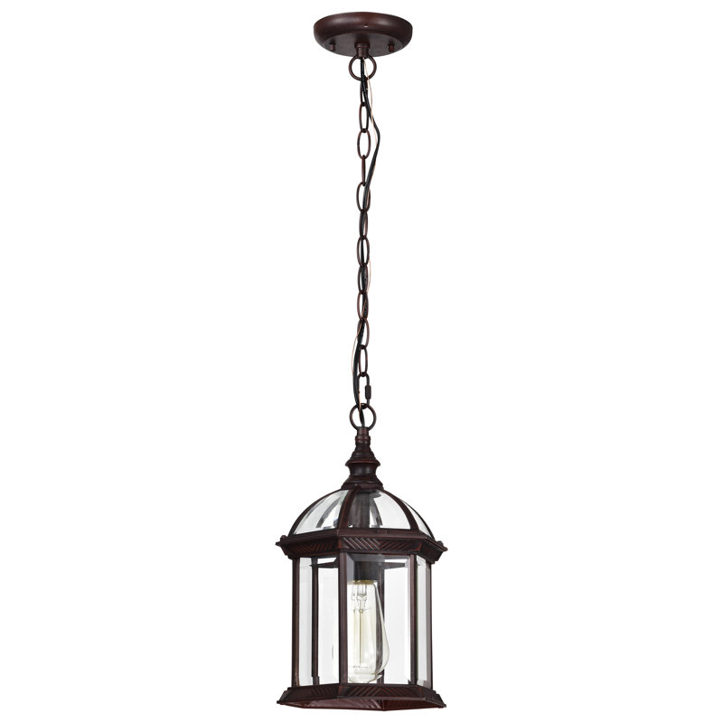Quonset 1 - Light LED Outdoor Hanging Lantern Outdoor Lighting, Rustic Bronze / Clear Beveled, A19